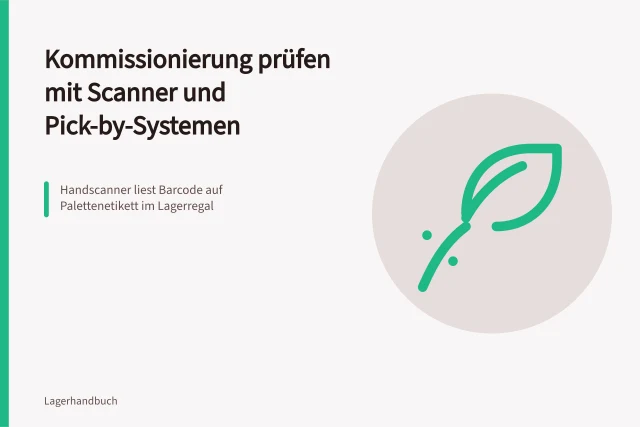 Handscanner liest Barcode auf Palettenetikett im Lagerregal. Kommissionierung prüfen mit Scanner und Pick-by-Systemen