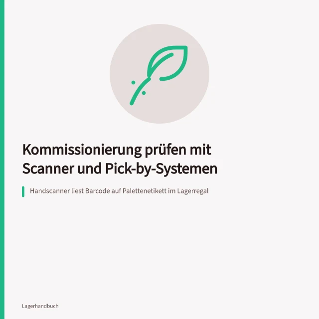 Handscanner liest Barcode auf Palettenetikett im Lagerregal. Kommissionierung prüfen mit Scanner und Pick-by-Systemen